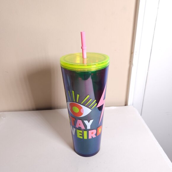 Starbucks 2023 Stay Weird EVIL EYE Neon Lime Green Venti 24 Oz Cold Cup - Picture 6 of 14